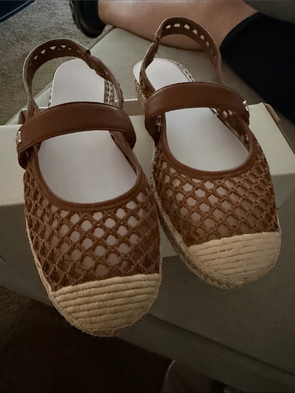 Naturalizer Brown Woven Espadrille Mary Jane Slingback
